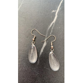 Şeffaf Renk Gece Mavi Neon Olan Damla Şekilli Gümüş Aksesuarlı Küpe Epoksi El Yapımı Hediyelik thumbnail 5