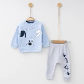 Mini Sempatik Dog Desenli Penye 2'li Bebek Takımı 161R - 1