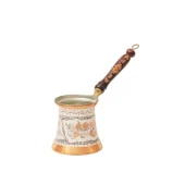 Erzincan El İşlemeli Bakır ORTA KLASİK CEZVE BEYAZ - 1