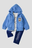 Kışlık tatlı peluş takım pamuklu 3’lü takım erkek bebek welsoft sweatshirt alt üst thumbnail 1