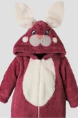 Kışlık Tatlı Peluş Tavşanlı Bebek Welsoft Kapüşonlu Tulum - 5