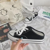 Cbtx Kadın Kanvas Ayakkabı İçi Yüksek Yarı Terlik Tembel Ayakkabı 001 - 5