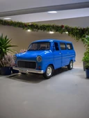 Nostaljik Metal Çek Bırak Ford Sesli ve Işıklı Minibüs Mavi ( 1/36 Ölçek ) - 1