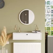 L'occi Concept Cosmia Aynalı 80 cm Kapaklı Duvara Monte Dresuar Beyaz CS2-W - 1