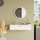 L'occi Concept Cosmia Aynalı 80 cm Kapaklı Duvara Monte Dresuar Beyaz CS2-W - 2