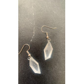 Şeffaf Renk Gece Mavi Neon Olan Kristal Şekilli Gümüş Aksesuarlı Küpe Epoksi El Yapımı Hediyelik thumbnail 4