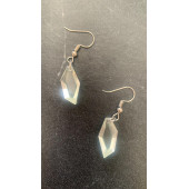 Şeffaf Renk Gece Mavi Neon Olan Kristal Şekilli Gümüş Aksesuarlı Küpe Epoksi El Yapımı Hediyelik thumbnail 5