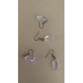 Şeffaf Renk Gece Mavi Neon Olan Kristal Şekilli Gümüş Aksesuarlı Küpe Epoksi El Yapımı Hediyelik thumbnail 6