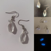 Şeffaf Renk Gece Mavi Neon Olan Kristal Şekilli Gümüş Aksesuarlı Küpe Epoksi El Yapımı Hediyelik thumbnail 8