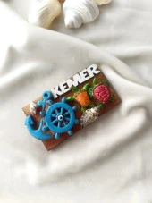 Kemer Yazılı Nazar Kaplumbağa Deniz Kabuğu Ahşap Mıknatıslı Magnet Buzdolabı Süsü thumbnail 3