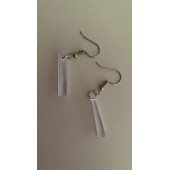 Şeffaf Renk Gece Mavi Neon Olan Çubuk Şekilli Gümüş Aksesuarlı Küpe Epoksi El Yapımı Hediyelik thumbnail 2