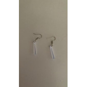 Şeffaf Renk Gece Mavi Neon Olan Çubuk Şekilli Gümüş Aksesuarlı Küpe Epoksi El Yapımı Hediyelik thumbnail 4