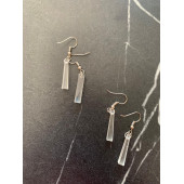 Şeffaf Renk Gece Mavi Neon Olan Çubuk Şekilli Gümüş Aksesuarlı Küpe Epoksi El Yapımı Hediyelik thumbnail 5