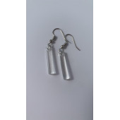 Şeffaf Renk Gece Mavi Neon Olan Çubuk Şekilli Gümüş Aksesuarlı Küpe Epoksi El Yapımı Hediyelik thumbnail 7