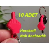 Hareketli Orta Parmak Nah Anahtarlık 10 Adet - 1