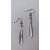 Şeffaf Renk Gece Mavi Neon Olan Gümüş Aksesuar Küçük Piramit Şekil Sallantılı Epoksi Küpe Hediyelik thumbnail 3