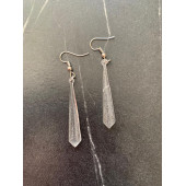 Şeffaf Renk Gece Mavi Neon Olan Gümüş Aksesuar Küçük Piramit Şekil Sallantılı Epoksi Küpe Hediyelik thumbnail 5