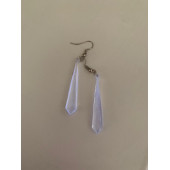 Şeffaf Renk Gece Mavi Neon Olan Gümüş Aksesuar Küçük Piramit Şekil Sallantılı Epoksi Küpe Hediyelik thumbnail 6