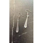 Şeffaf Renk Gece Mavi Neon Olan Gümüş Aksesuar Küçük Piramit Şekil Sallantılı Epoksi Küpe Hediyelik thumbnail 7