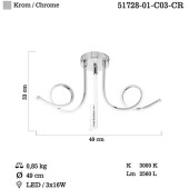 Lucea Nevro 3'lü Ledli Plafonyer 16W x 3 3000K - 3