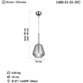 Lucea Onda Tekli Krom Nc Avize 1Xe27 - 5