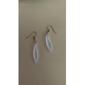 Şeffaf Renk Gece Mavi Neon Olan Gümüş Aksesuar Büyük Simetrik Şekil Sallantılı Epoksi Küpe Hediyelik thumbnail 3