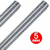 Aletçantam M8 Gijon Tij Rot Saplama 1 Metre Uzun Civata Dın 975 Beyaz Vida -5 Adet - 1