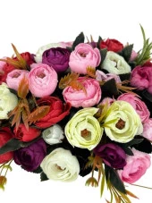 Nettenevime Yapay Çiçek Aranjmanı Gondol Vazoda Mor Pudra Pembe Tonlarında Erengül Çiçekleri - 5