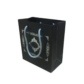 Karton İpsaplı Hediye Çantası Saray Desenli Gümüş 15X17X8 10 Adet  Siyah - 1