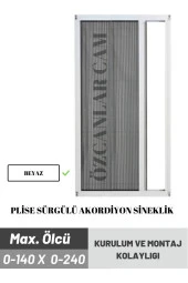 Plise Pileli Sürgülü Sineklik 0-140 X 0-240 Cm(ÇELİK KAPI, AHŞAP KAPI ,PİMAPEN KAPI) Pilise Sineklik - 2