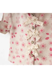 Çicek Baskı Gömlek Şort Takım Pembe - 2
