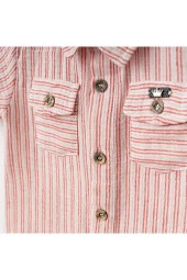 Marin Çizgi Gömlekli Şortlu Takım Kırmızı thumbnail 2