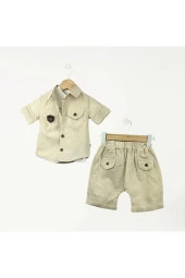 İnce Keten Gömlekli 3Lü Takım Bej thumbnail 1