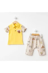 Çadır Baskı Polo Yaka Tshirt Takım Sarı - 1