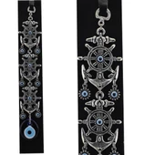 Cam Nazar Boncuklu Metal Duvar Süsü Çapa Modeli Üçlü - 2