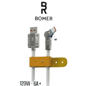 BOMER 3826 120W 6A BEYAZ RENK USB to TYPE C 180 DERECE DÖNER BAŞLI IŞIKLI ŞARJ VE DATA KABLOSU - 1