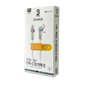 BOMER 3826 120W 6A BEYAZ RENK USB to TYPE C 180 DERECE DÖNER BAŞLI IŞIKLI ŞARJ VE DATA KABLOSU - 2