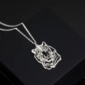 925 Ayar Gümüş Kaplan Figürlü Kolye Özel Tasarım thumbnail 1