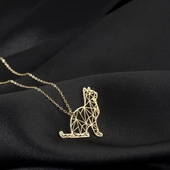 925 Ayar Gümüş Uslu Kedi Kolye Özel Tasarım thumbnail 2