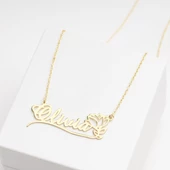 925 Ayar Gümüş Lotus Çiçeği İsim Kolye Özel Tasarım thumbnail 3