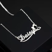 925 Ayar Gümüş Kelebekli İsim Kolye Özel Tasarım thumbnail 2