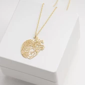 925 Ayar Gümüş Kalp Beyin Kolye Özel Tasarım thumbnail 3