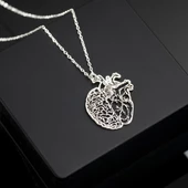925 Ayar Gümüş Kalp Beyin Kolye Özel Tasarım thumbnail 1