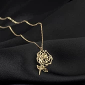 925 Ayar Gümüş Gül Kolye Özel Tasarım thumbnail 2