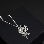 925 Ayar Gümüş Gül Kolye Özel Tasarım thumbnail 1