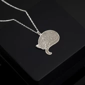 925 Ayar Gümüş Uyuyan  Kedi Kolye Özel Tasarım thumbnail 2