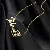 925 Ayar Gümüş Lotus Çiçeği İsim Kolye Özel Tasarım thumbnail 2