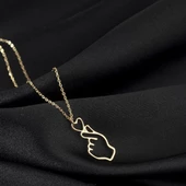 925 Ayar Gümüş Kore Parmak Kalp Seni Seviyorum Kolye Özel Tasarım thumbnail 1