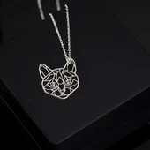925 Ayar Gümüş Kedi Yüzü Kolye Özel Tasarım thumbnail 2