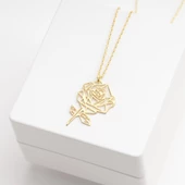 925 Ayar Gümüş Gül Kolye Özel Tasarım thumbnail 3